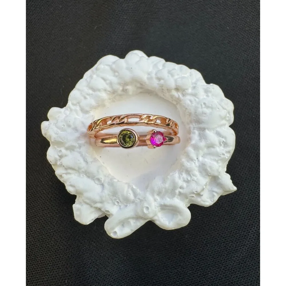 Rose Gold Vermeil Stack Rings - Picture 2 of 3